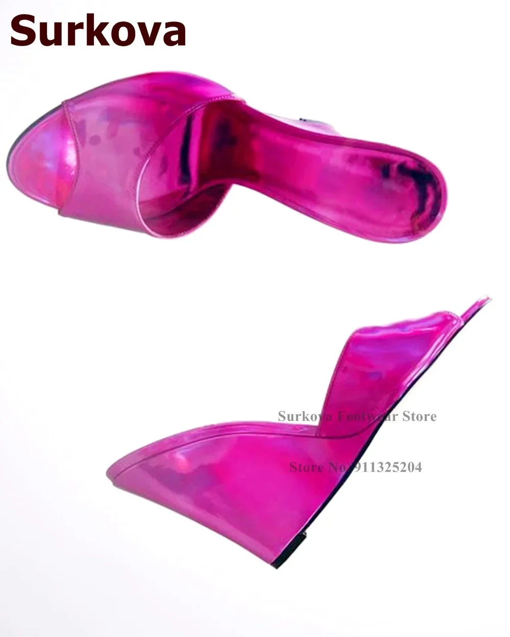 Women Shoes Size 7 - Серкова Голограмма Переливающиеся розовые тапочки цвета