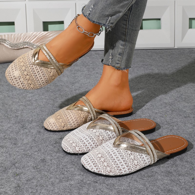 Slip On Mule Flat - Женские летние пляжные шлепанцы с закрытым