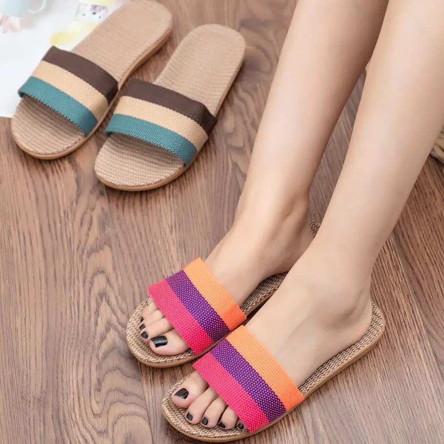 Women Shoes Zara - Летние льняные женские тапочки, сандалии на