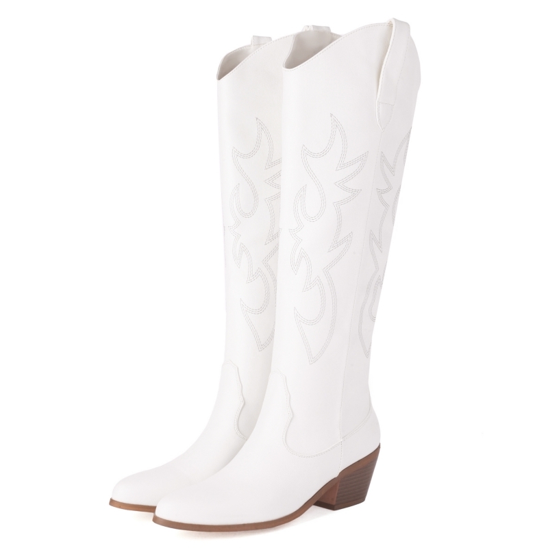 Women Shoes Size 7 - Белые женские сапоги до колена, зима