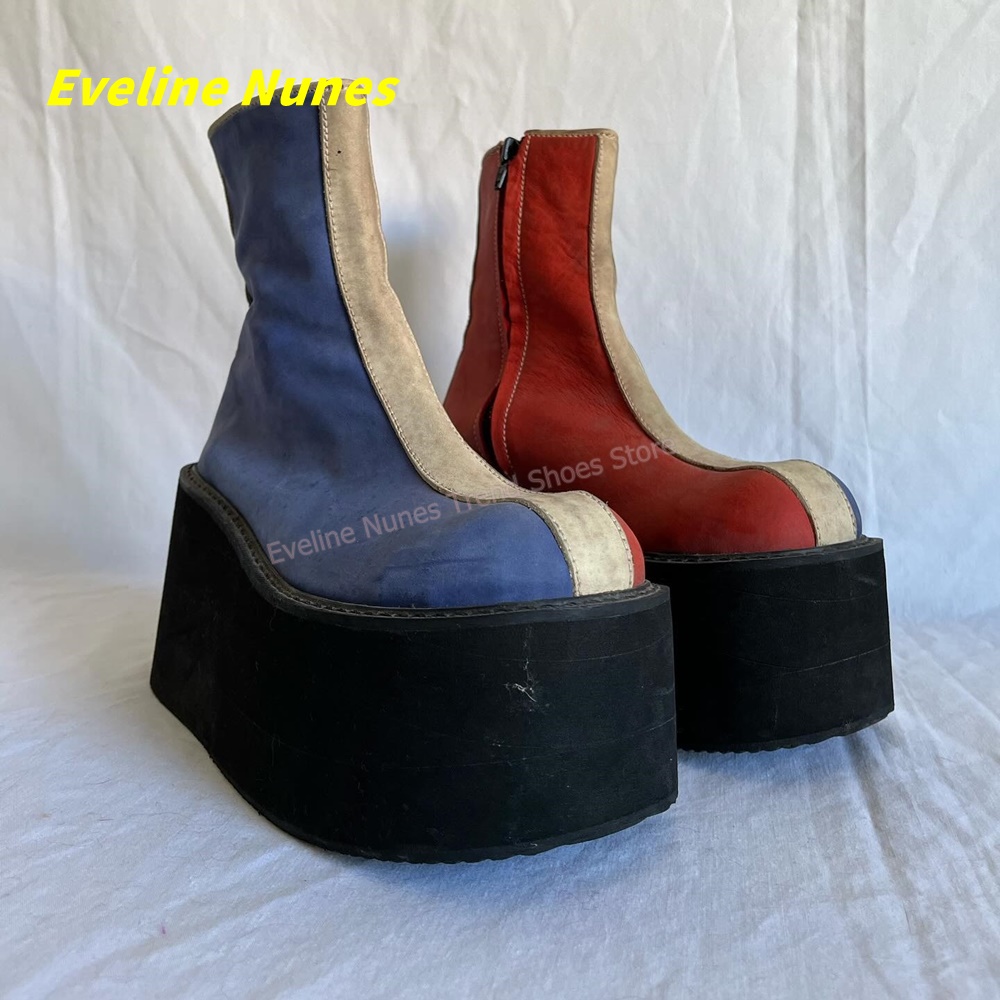 Women'S Shoes Y2K - Красно-синие ботильоны на платформе Y2K с