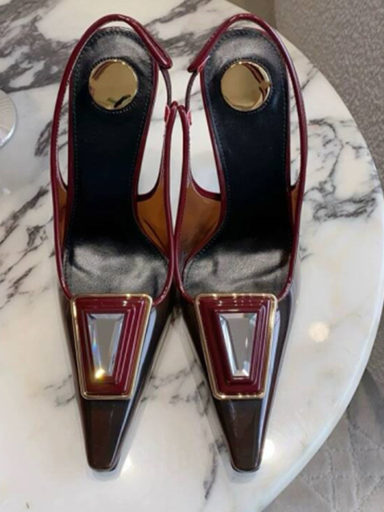 Metallic Heel Sandal - Женские туфли-лодочки с прозрачным верхом из