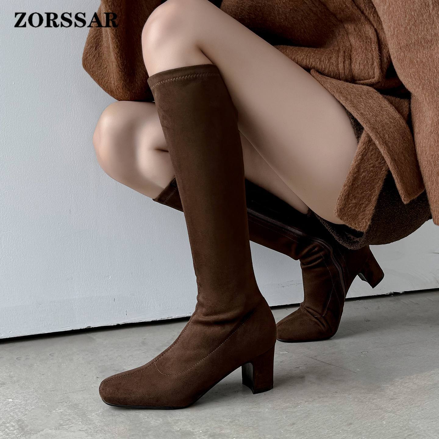 Women Shoes Size 7 - ZORSSAR Новые модные эластичные ботфорты с