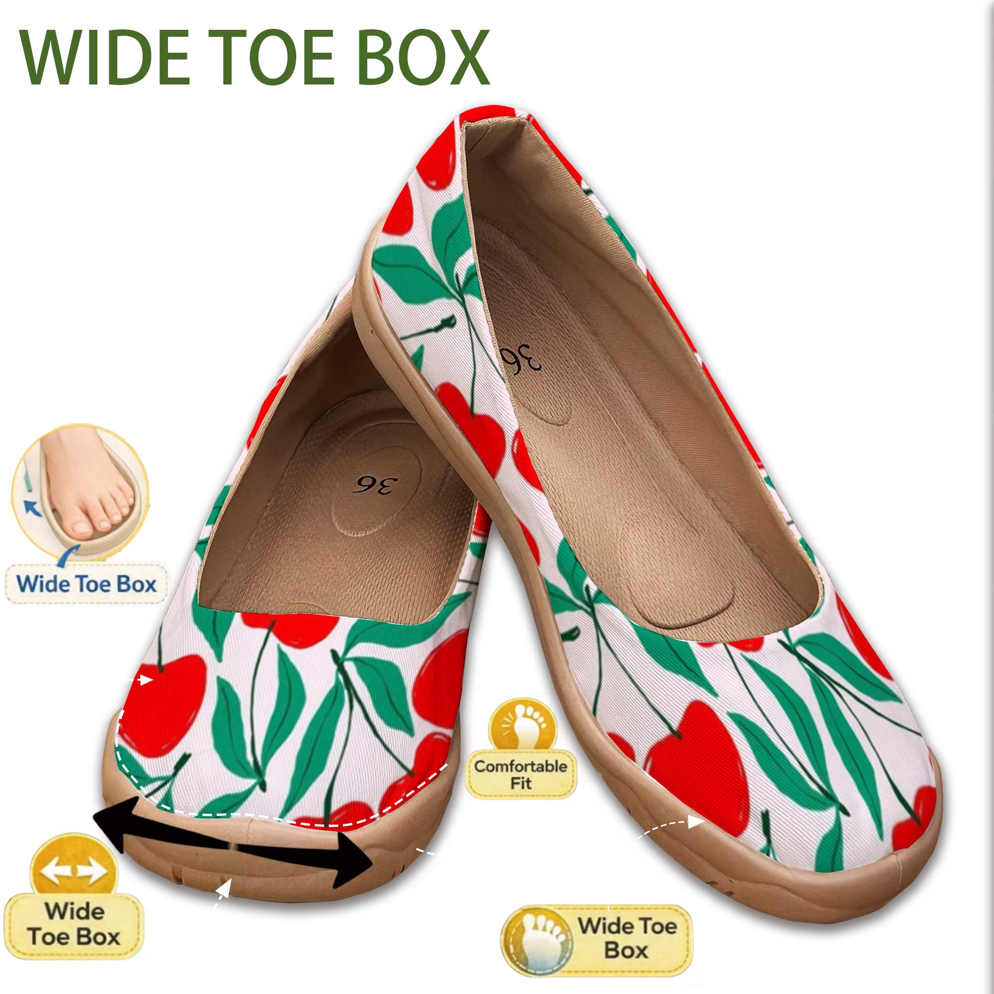 Women'S Shoes For Wide Feet - Нежно-вишневые туфли-слипоны с широким носком и