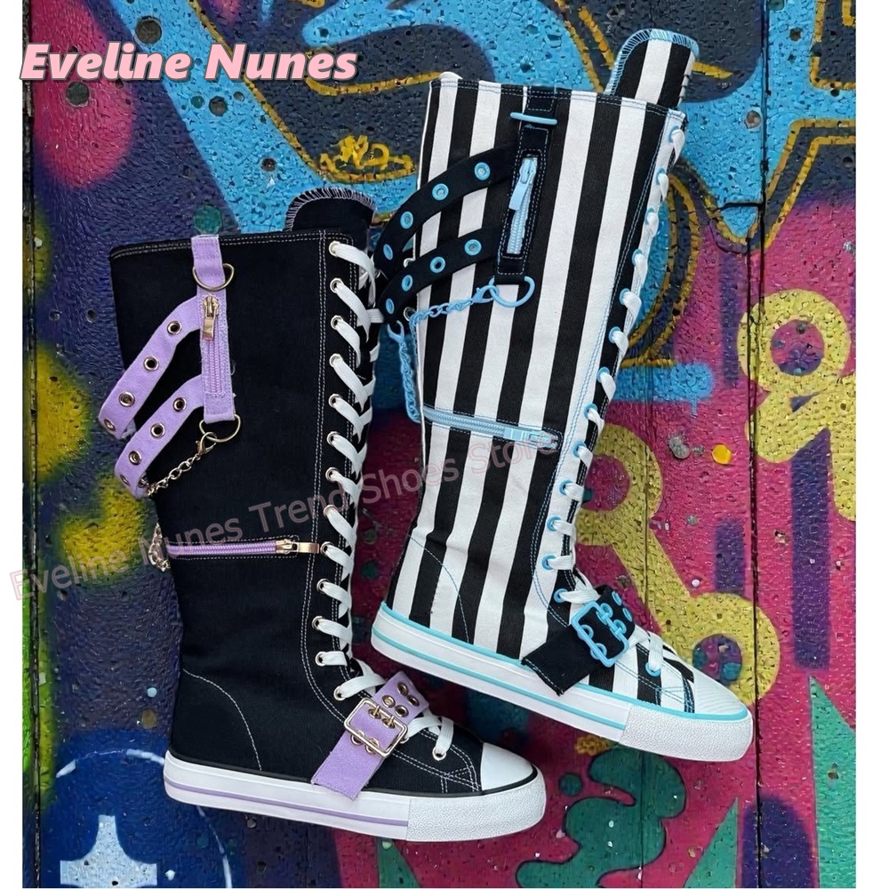 Готические полосатые ботинки Y – обзор и цена Women'S Shoes Y2K